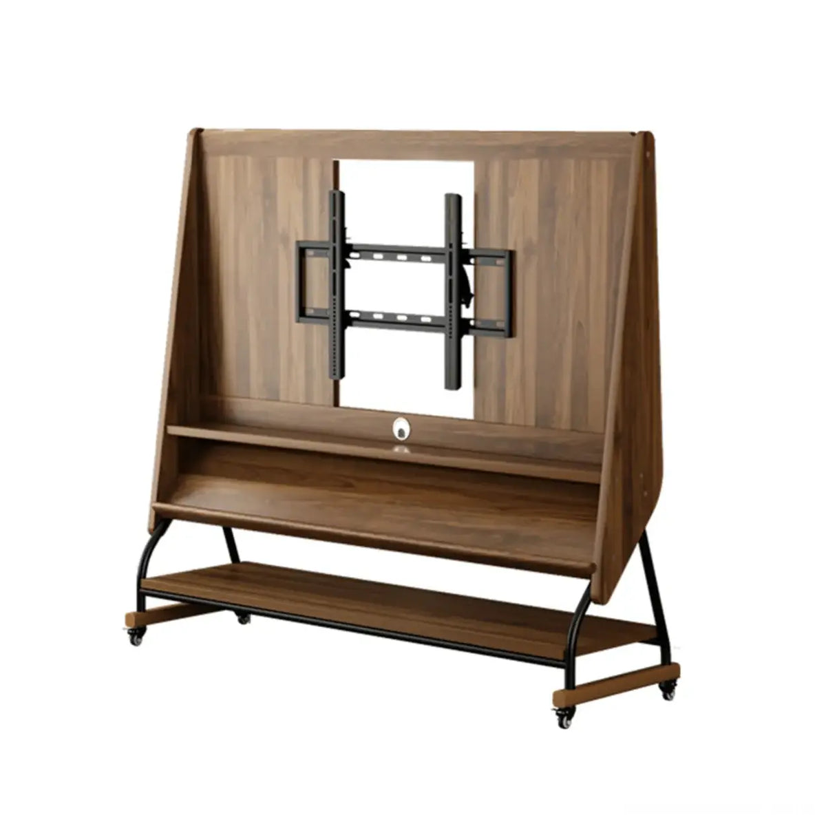 Walnut color No-drawers 40”-65” Mid-Century Modern Wood Movable Adjustable TV Mount TV Stand Image - 20