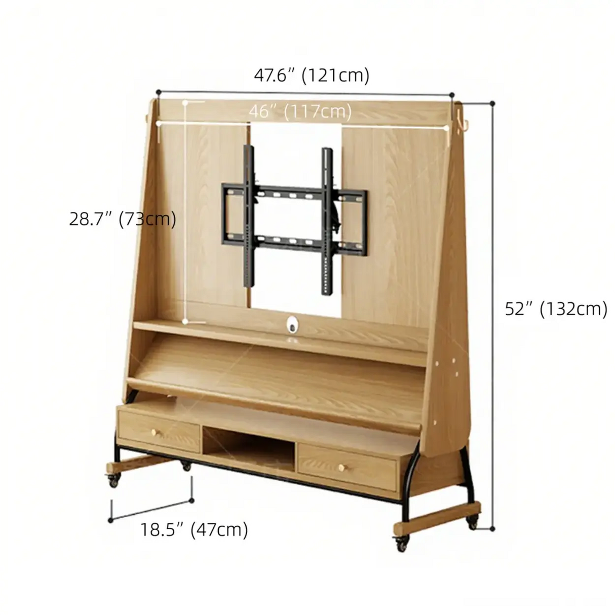 Mid-Century Modern Wood Movable Adjustable TV Mount TV Stand Image - 29