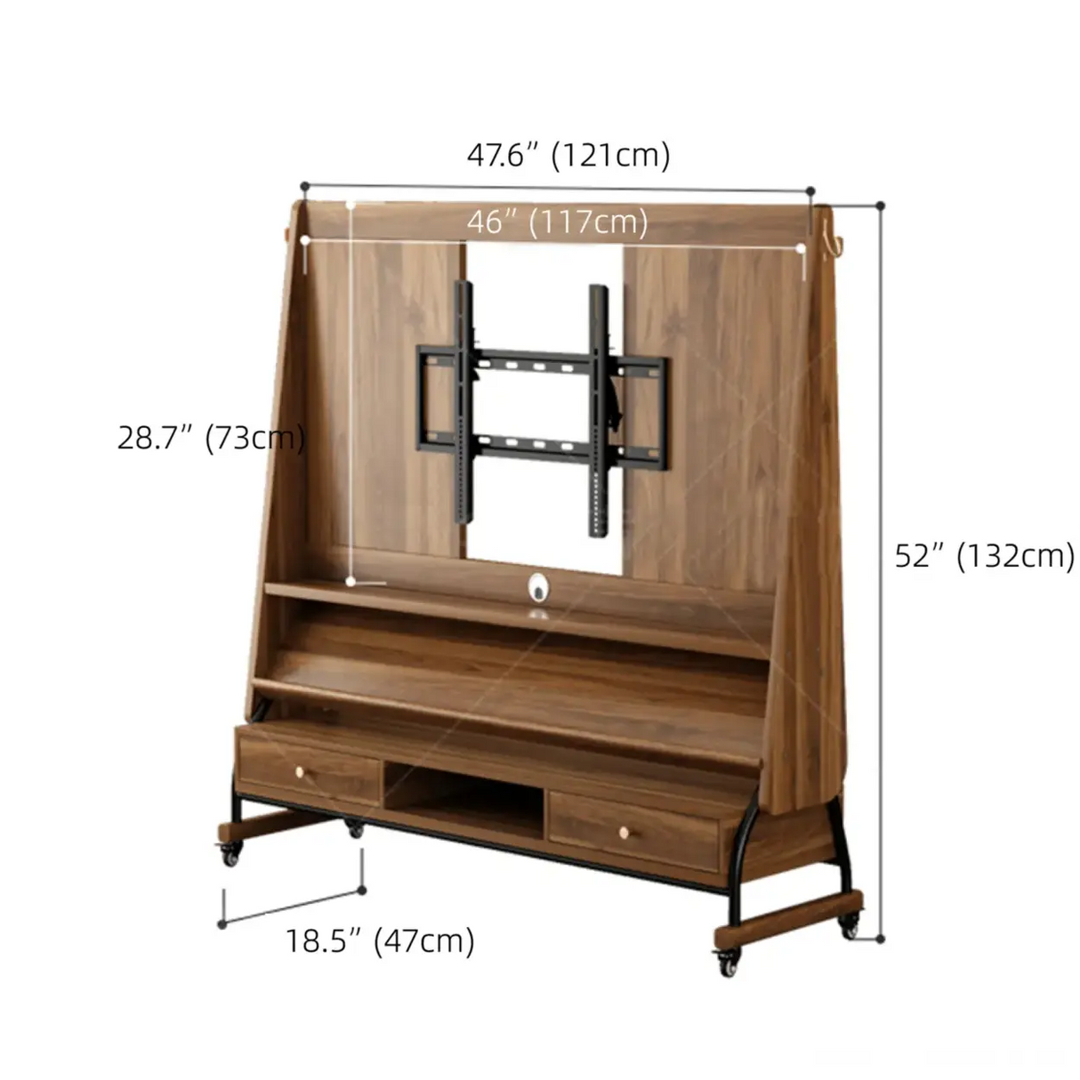 Mid-Century Modern Wood Movable Adjustable TV Mount TV Stand Image - 30