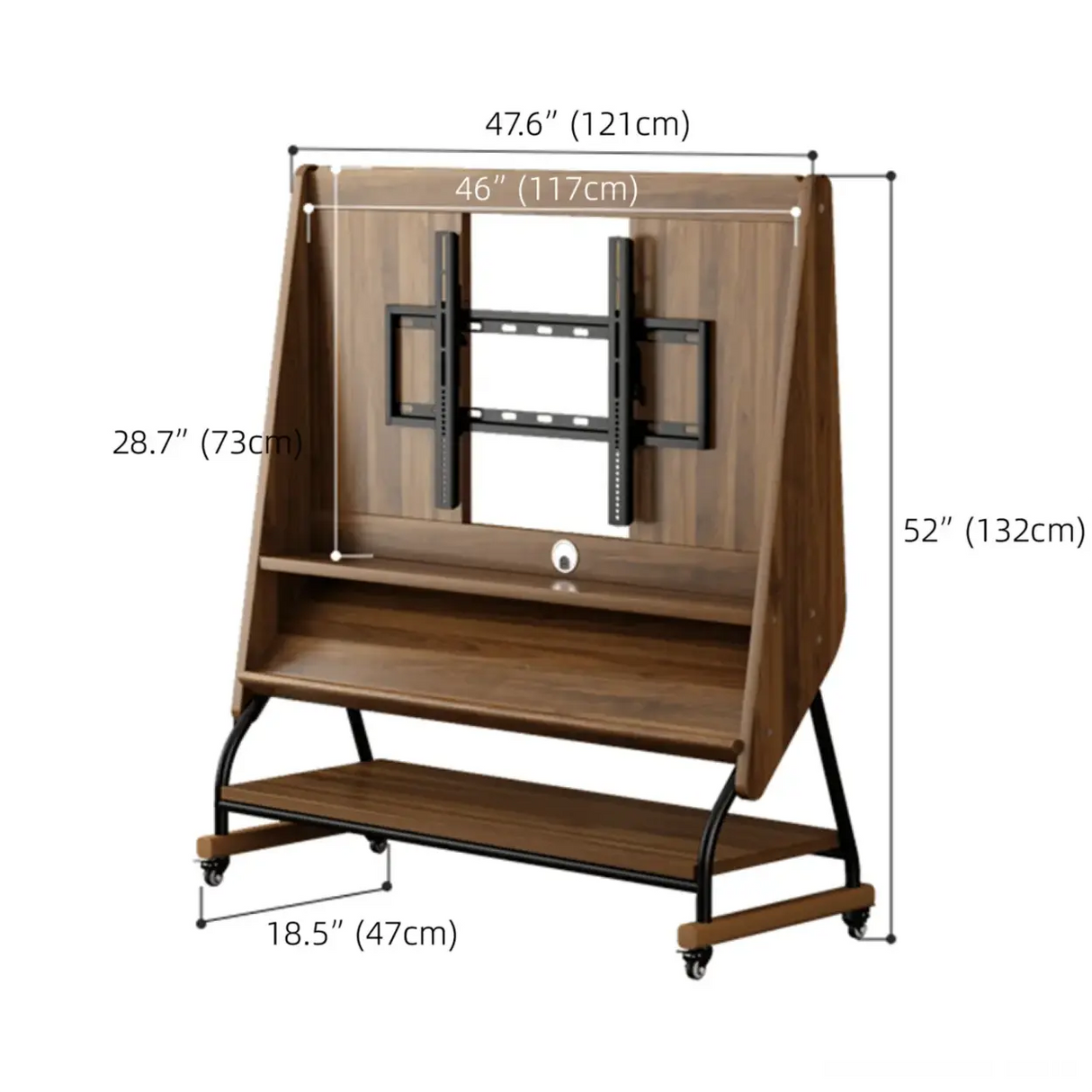 Mid-Century Modern Wood Movable Adjustable TV Mount TV Stand Image - 32