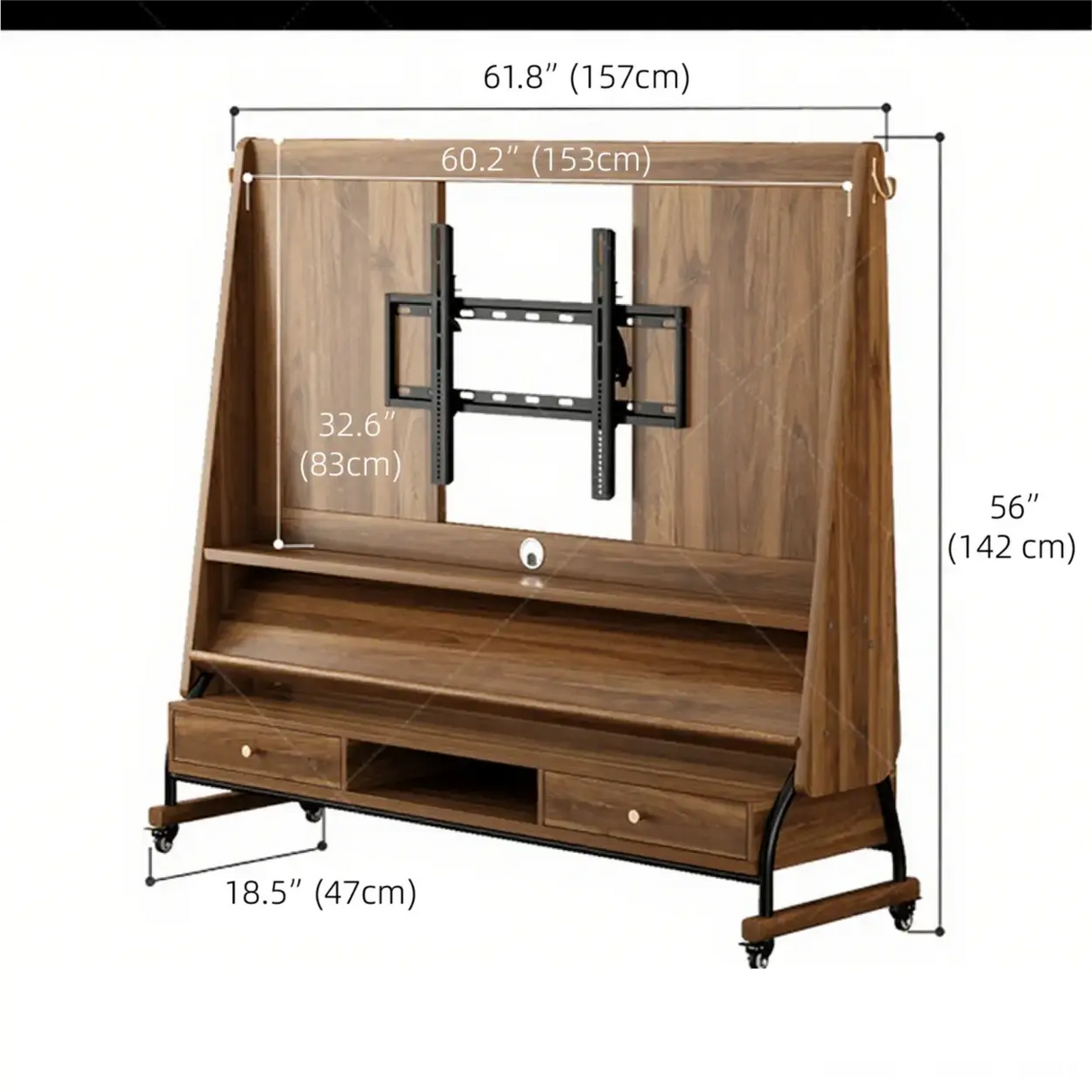 Mid-Century Modern Wood Movable Adjustable TV Mount TV Stand Image - 33