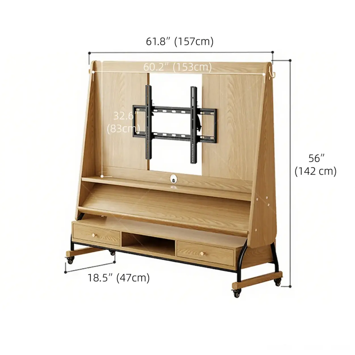 Mid-Century Modern Wood Movable Adjustable TV Mount TV Stand Image - 34