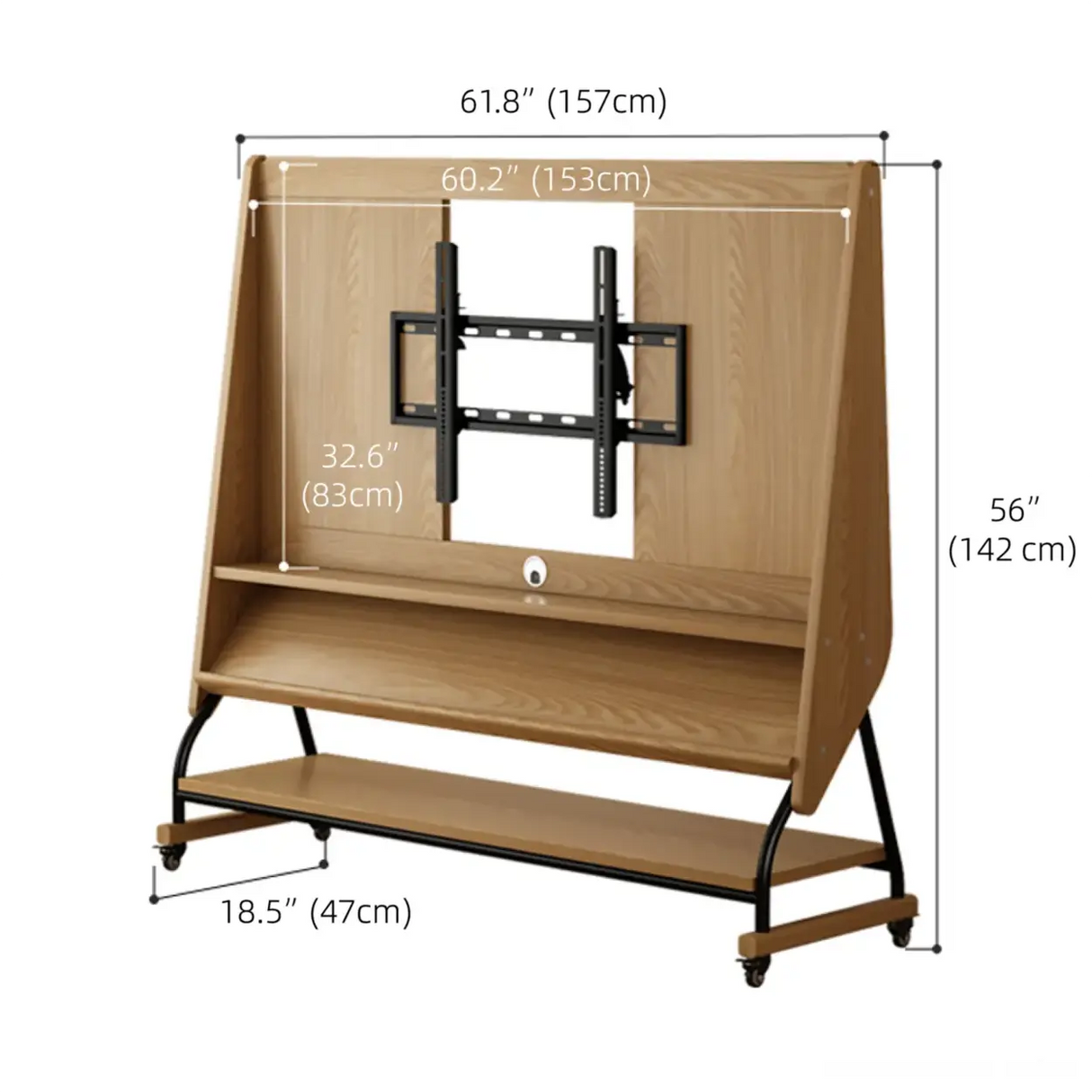 Mid-Century Modern Wood Movable Adjustable TV Mount TV Stand Image - 35