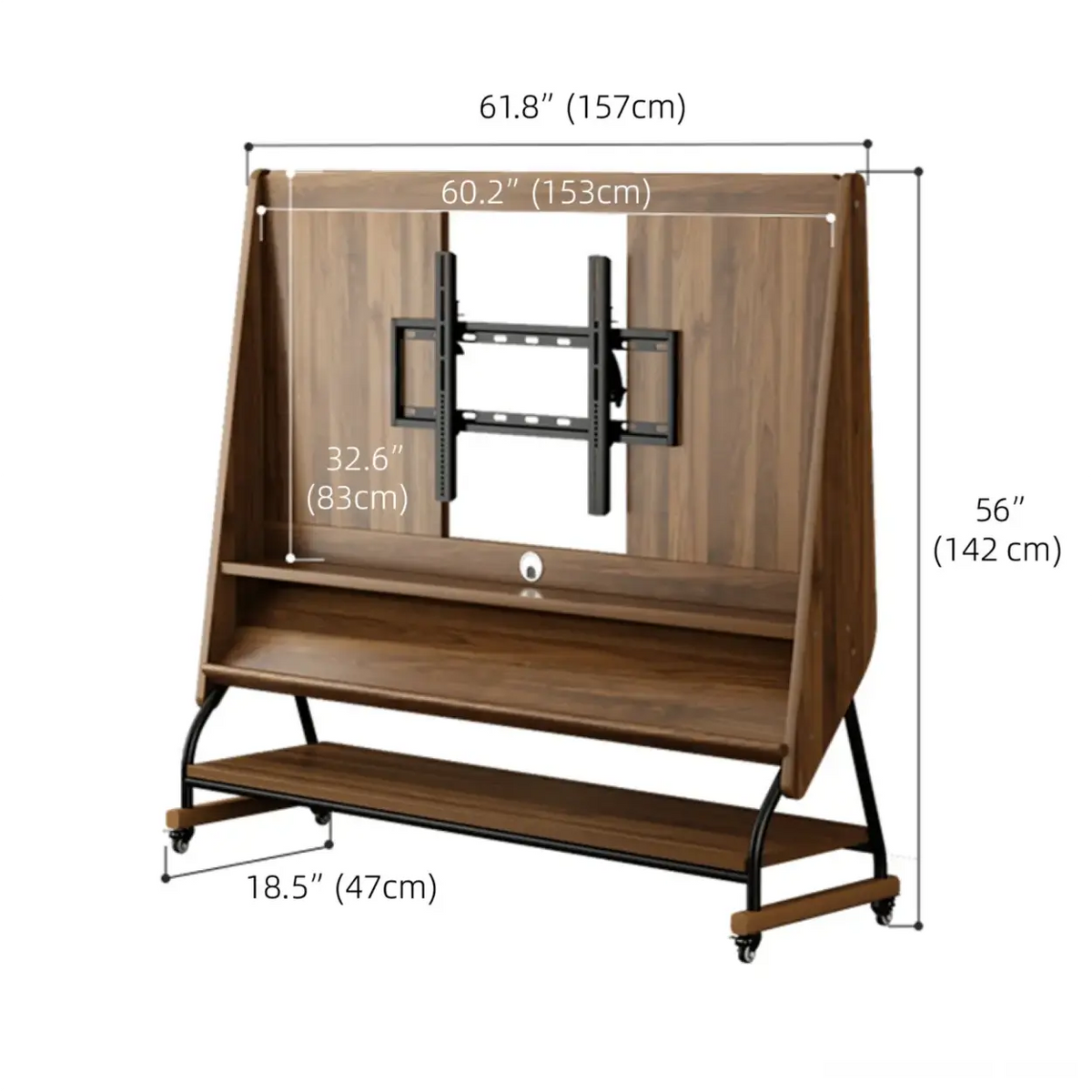 Mid-Century Modern Wood Movable Adjustable TV Mount TV Stand Image - 36