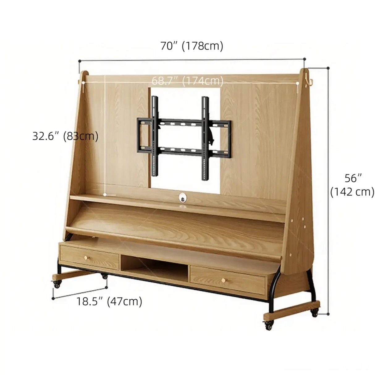 Mid-Century Modern Wood Movable Adjustable TV Mount TV Stand Image - 39