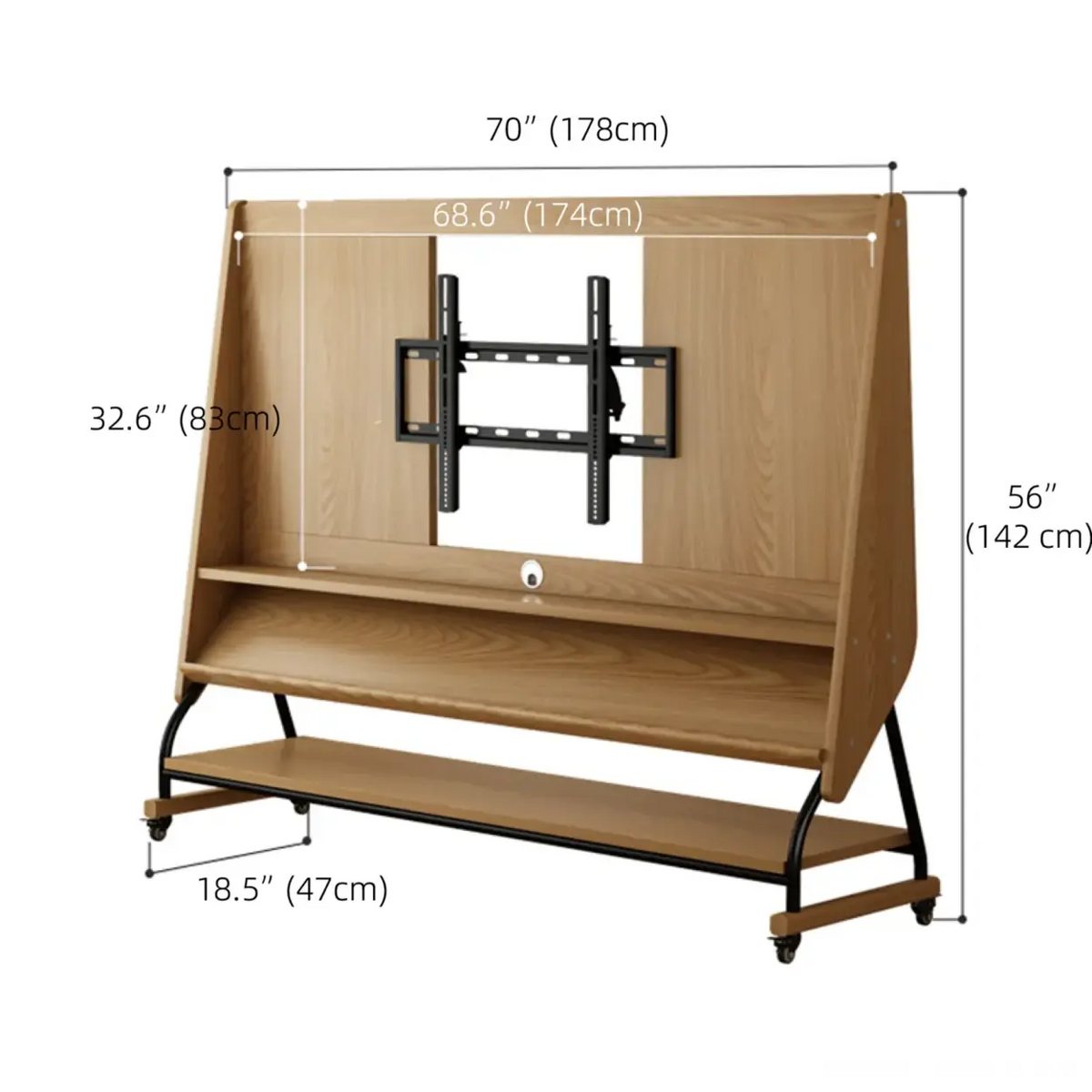 Mid-Century Modern Wood Movable Adjustable TV Mount TV Stand Image - 39
