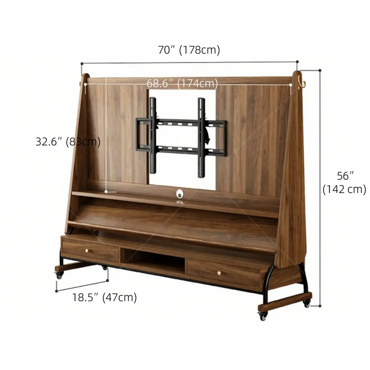 Mid-Century Modern Wood Movable Adjustable TV Mount TV Stand Image - 40