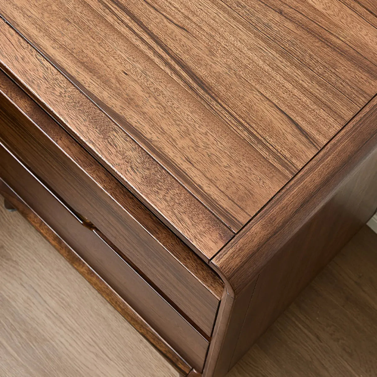 Mid-Century Modern Wood Walnut Nightstand with Drawers Image - 10