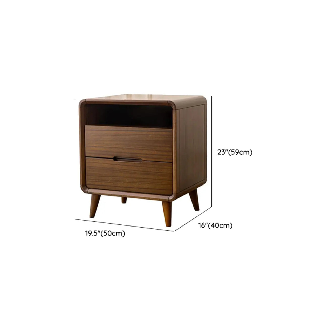 Mid-Century Modern Wood Walnut Nightstand with Drawers Image - 18