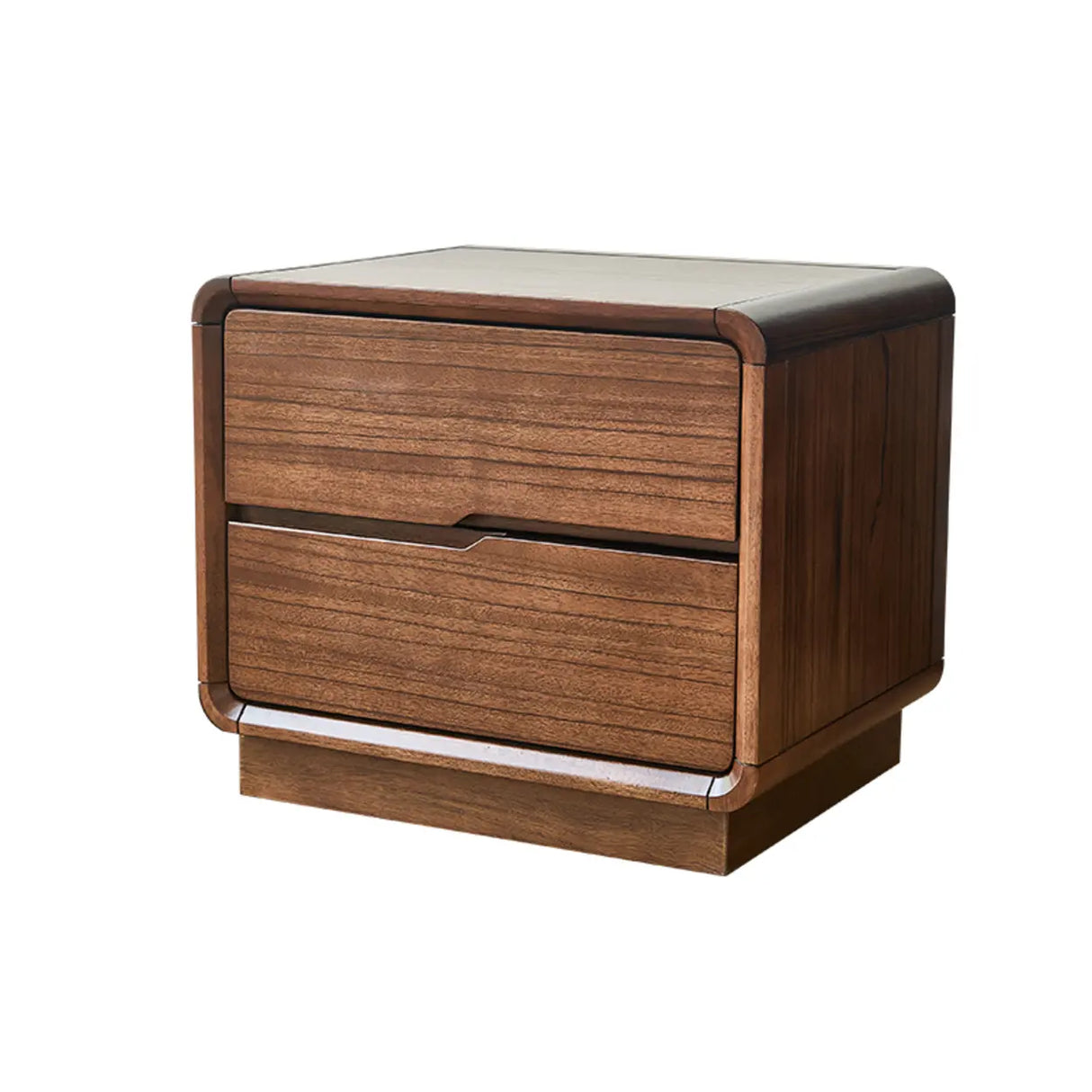 Mid-Century Modern Wood Walnut Nightstand with Drawers Image - 2