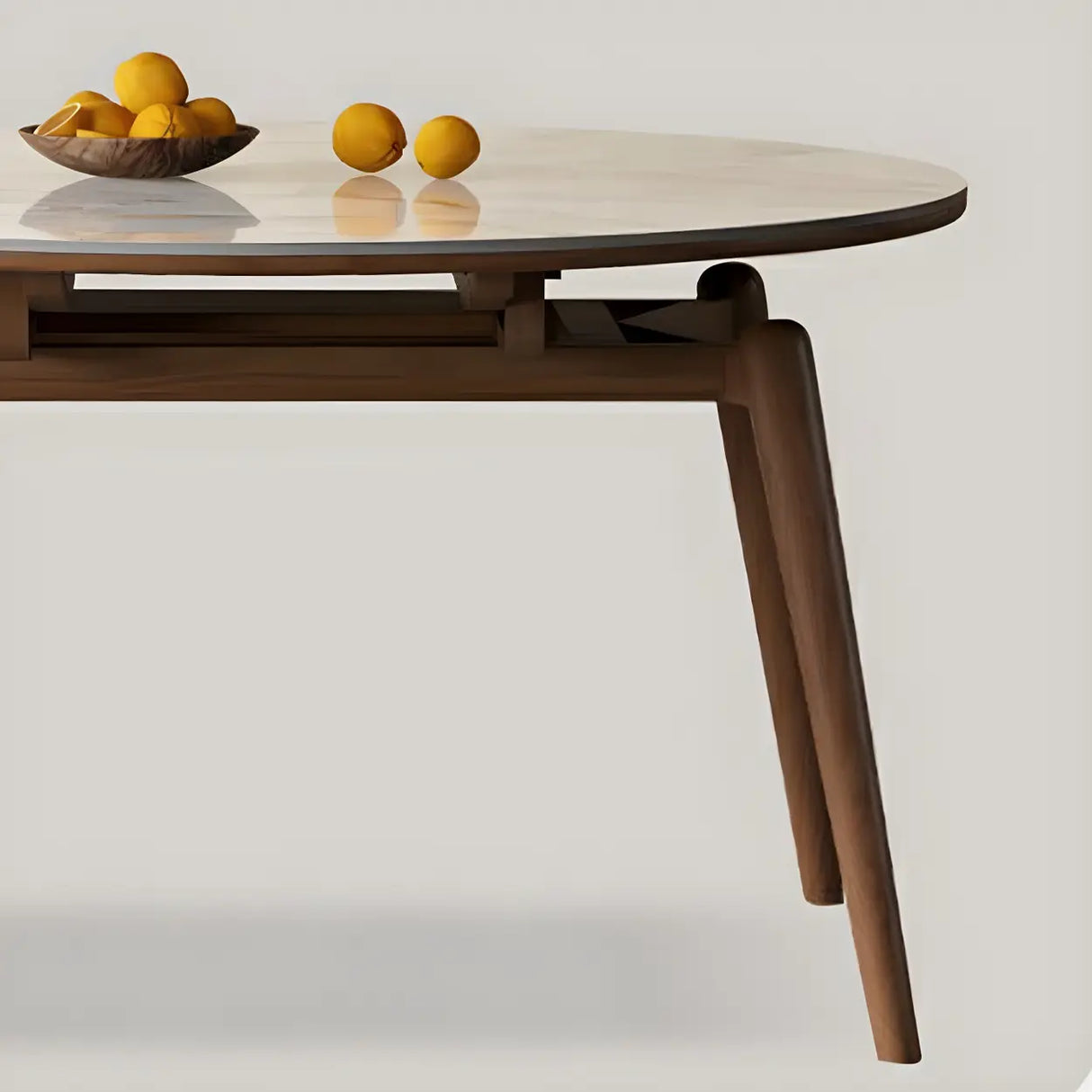 Mid-Century Oval Marble Dining Table White Extendable Image - 10