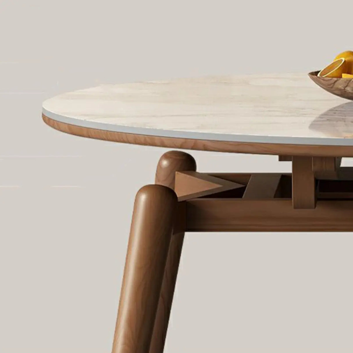 Mid-Century Oval Marble Dining Table White Extendable Image - 11