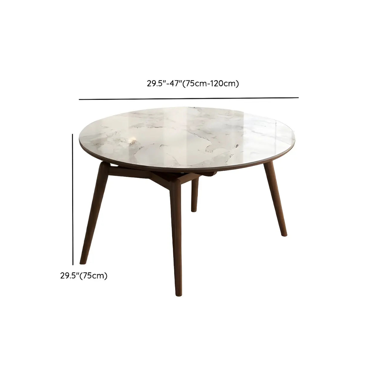 Mid-Century Oval Marble Dining Table White Extendable