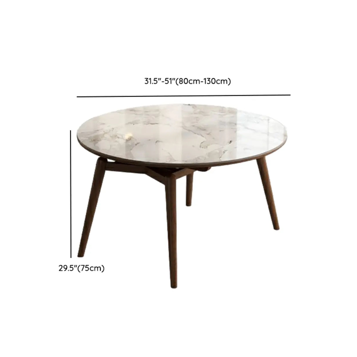 Mid-Century Oval Marble Dining Table White Extendable Image - 14