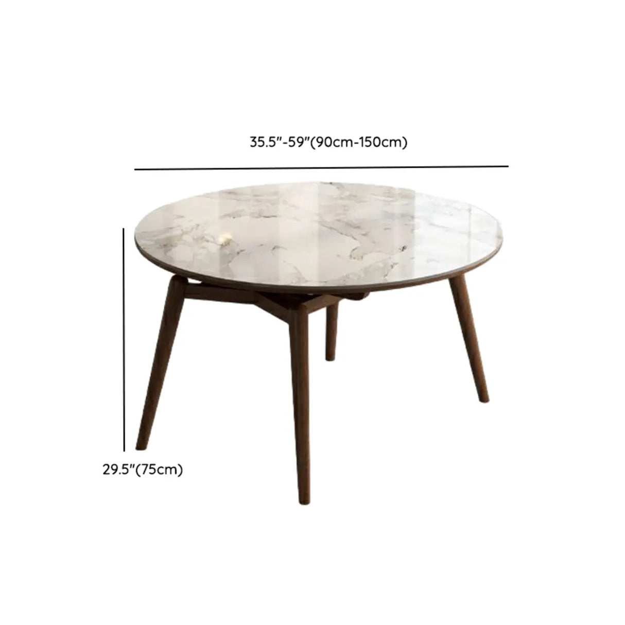 Mid-Century Oval Marble Dining Table White Extendable Image - 15