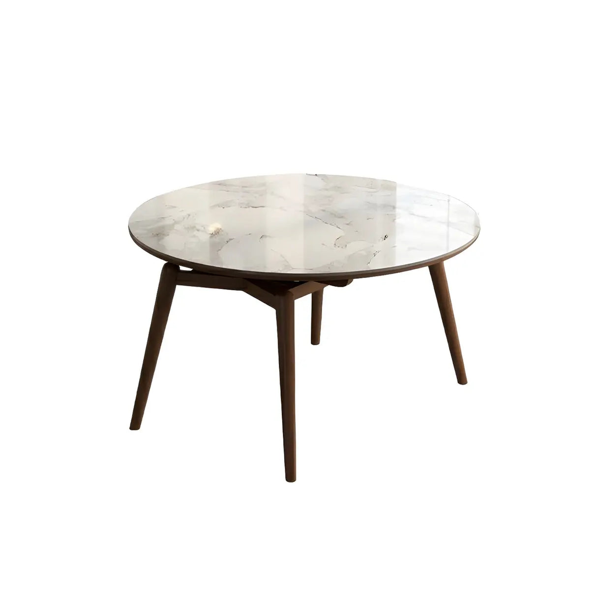 Mid-Century Oval Marble Dining Table White Extendable Image - 6