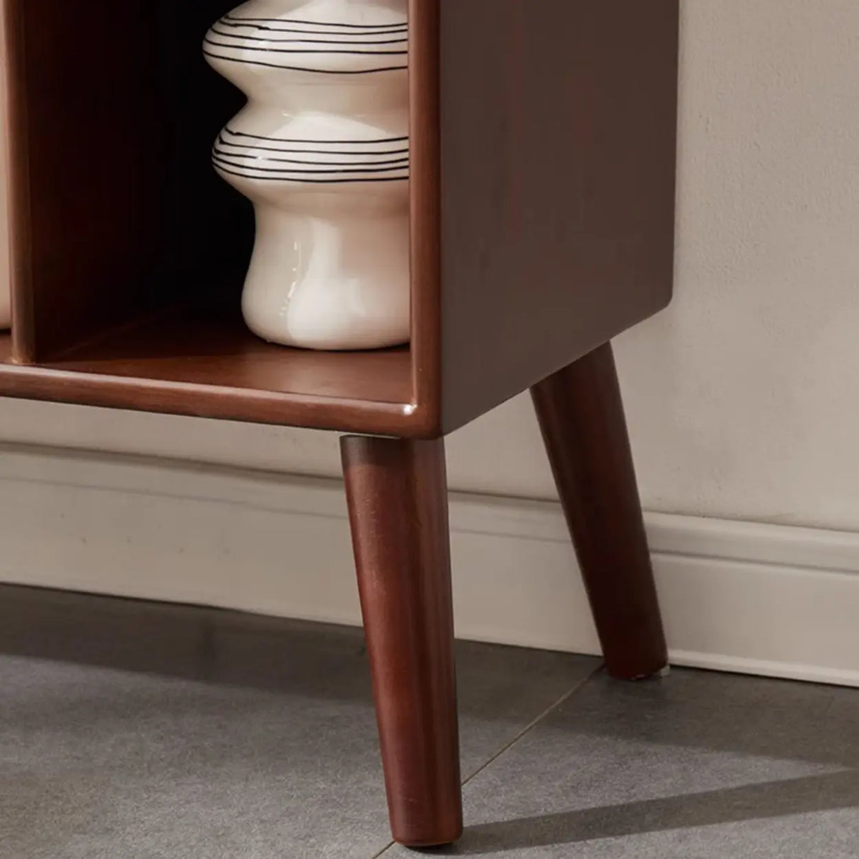 Mid-Century Rubberwood Vertical Closed Bookcase Brown Image - 13