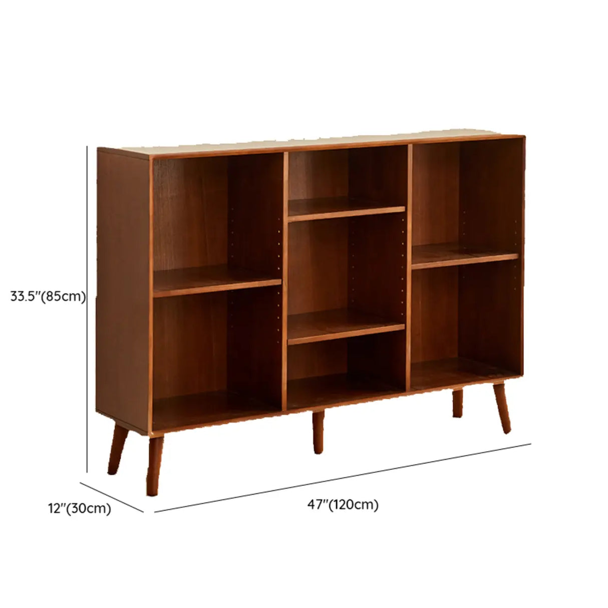 Mid-Century Rubberwood Vertical Closed Bookcase Brown