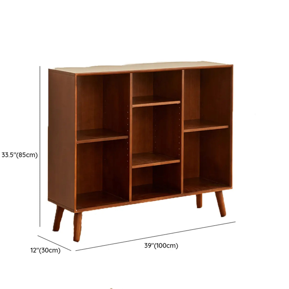 Mid-Century Rubberwood Vertical Closed Bookcase Brown Image - 15