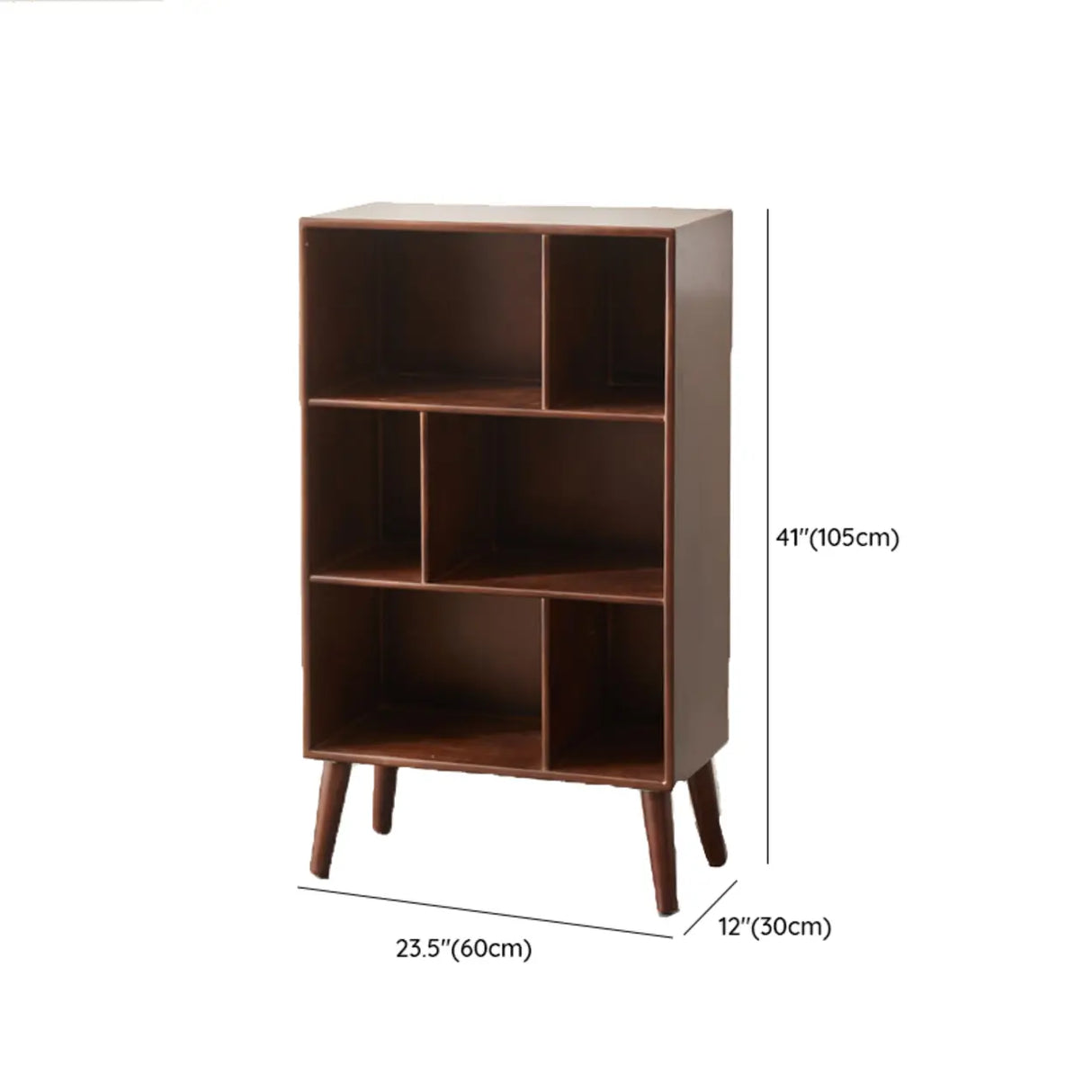 Mid-Century Rubberwood Vertical Closed Bookcase Brown Image - 16