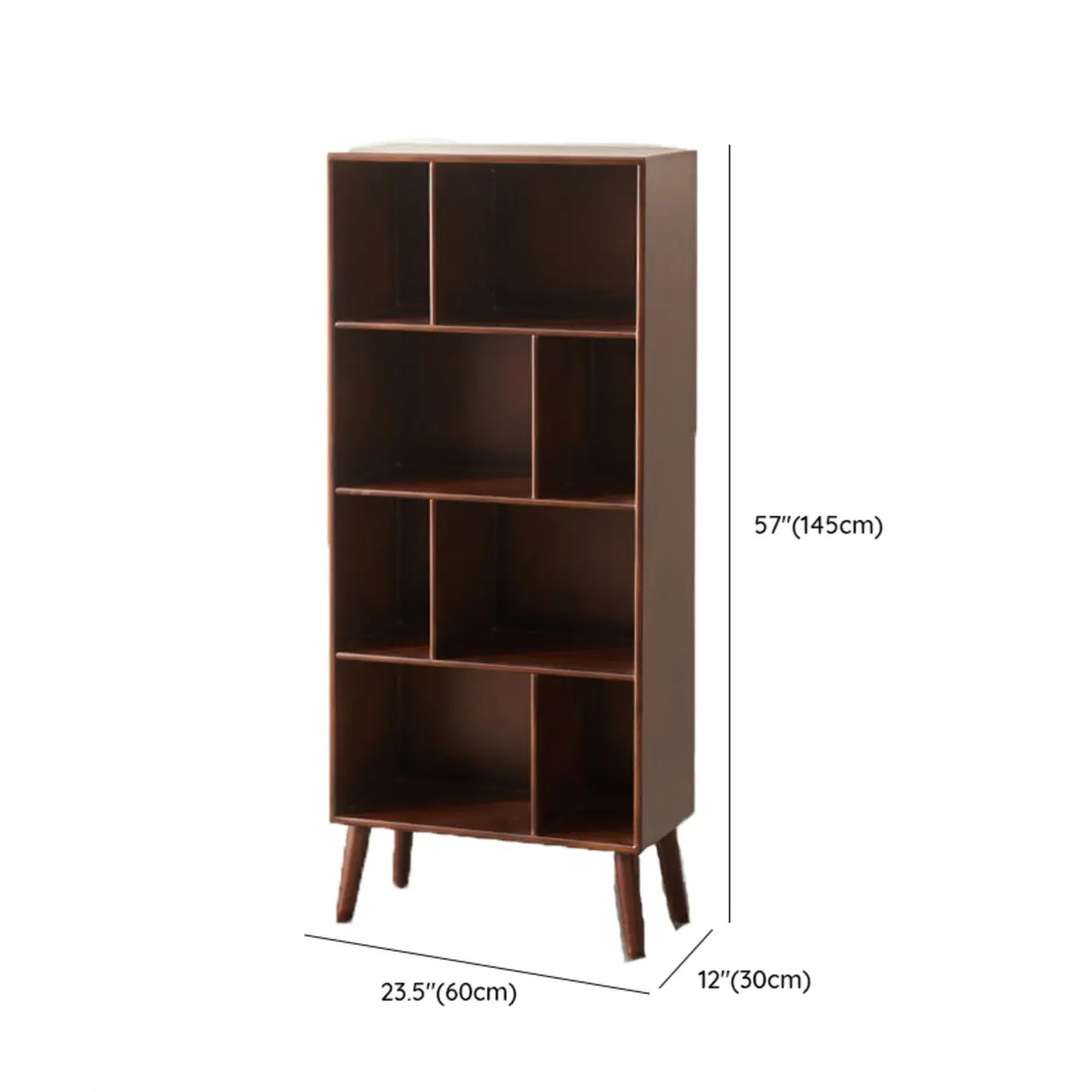 Mid-Century Rubberwood Vertical Closed Bookcase Brown Image - 17