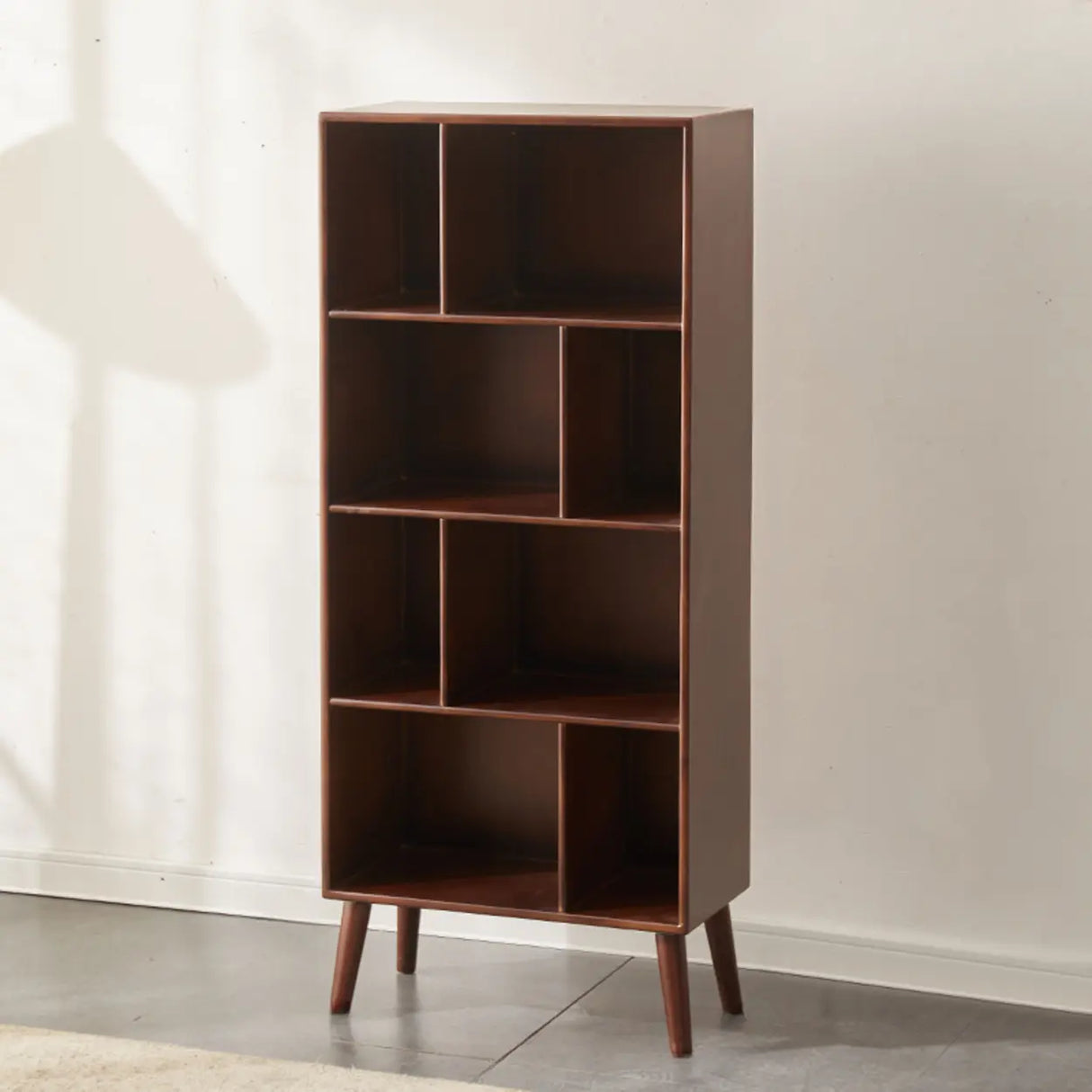 Mid-Century Rubberwood Vertical Closed Bookcase Brown Image - 2