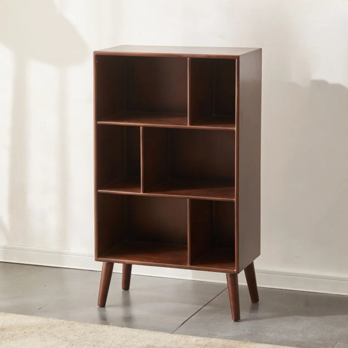 Mid-Century Rubberwood Vertical Closed Bookcase Brown Image - 3