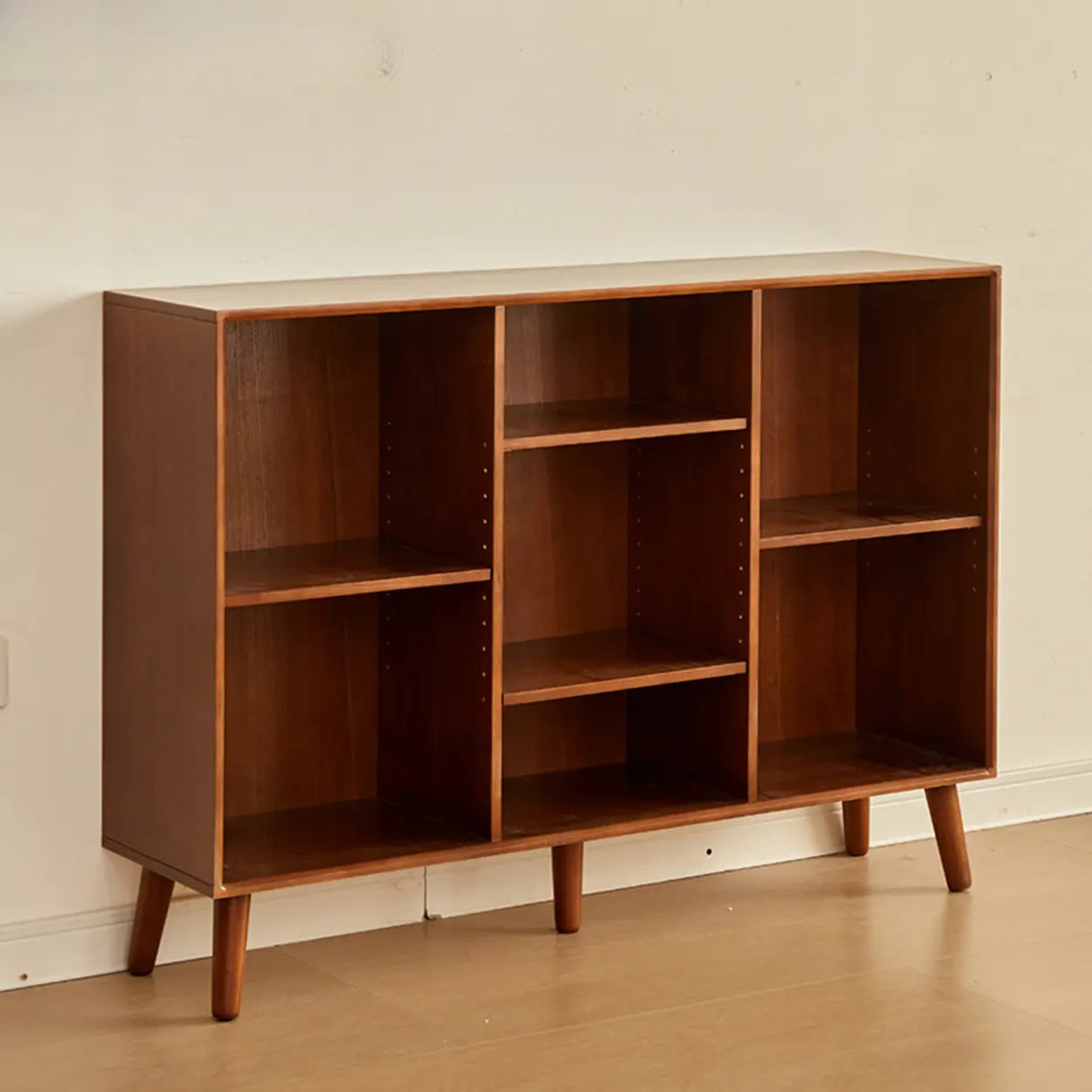 Mid-Century Rubberwood Vertical Closed Bookcase Brown Image - 7