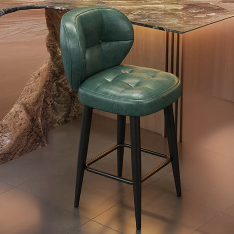 Mid-Century Upholstered Swivel Bar Stool with Padded Backrest Image - 2