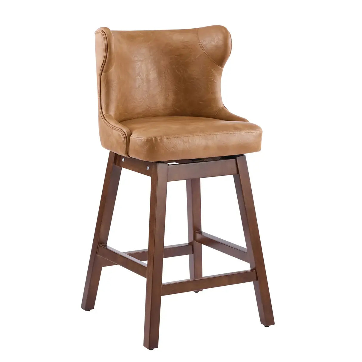 Mid-Century Upholstered Swivel Wingback Bar Stools Set of 2 Image - 11