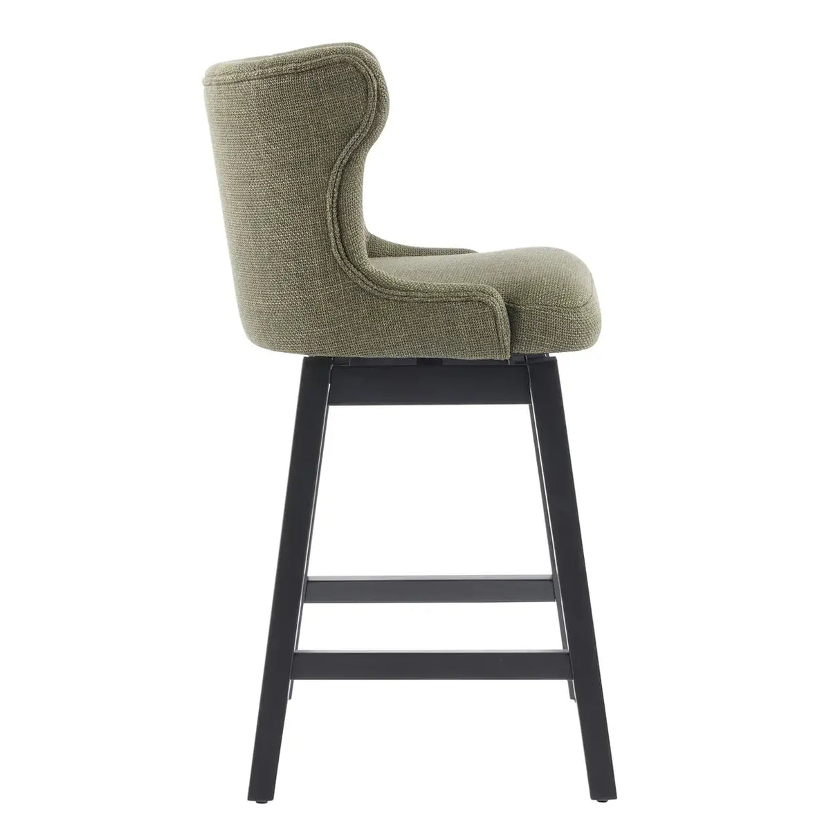 Mid-Century Upholstered Swivel Wingback Bar Stools Set of 2 Image - 14