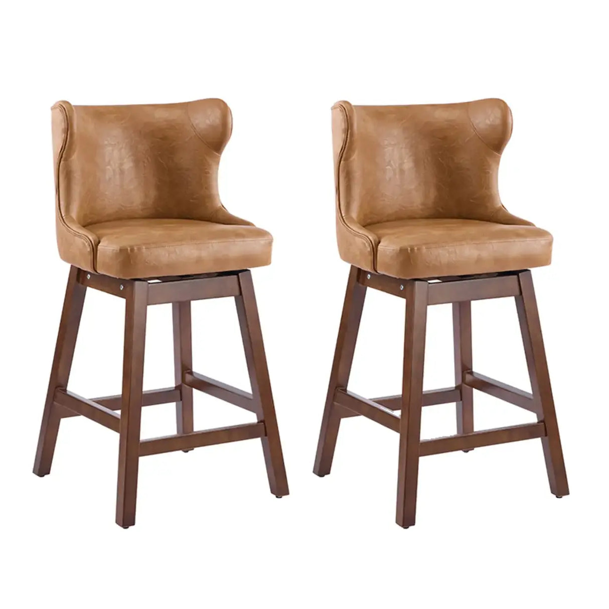 Mid-Century Upholstered Swivel Wingback Bar Stools Set of 2 Image - 20