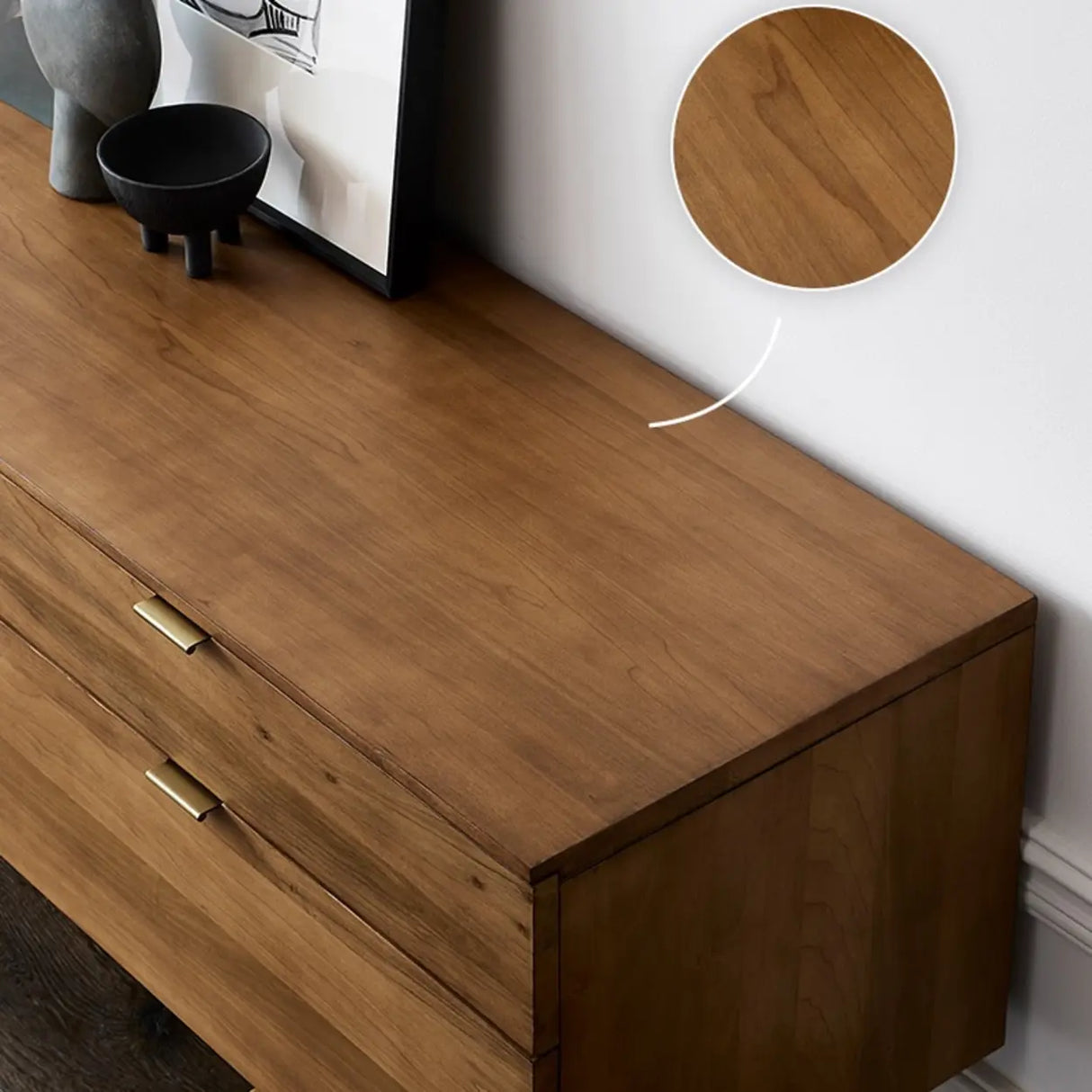 Mid-Century Walnut Wood TV Stand with Storage Image - 7
