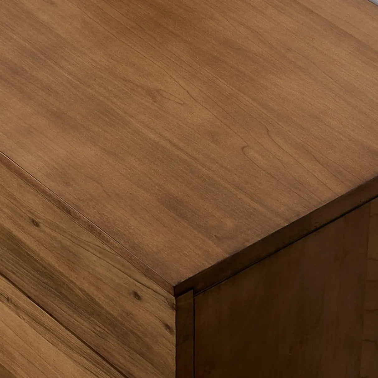 Mid-Century Walnut Wood TV Stand with Storage Image - 8