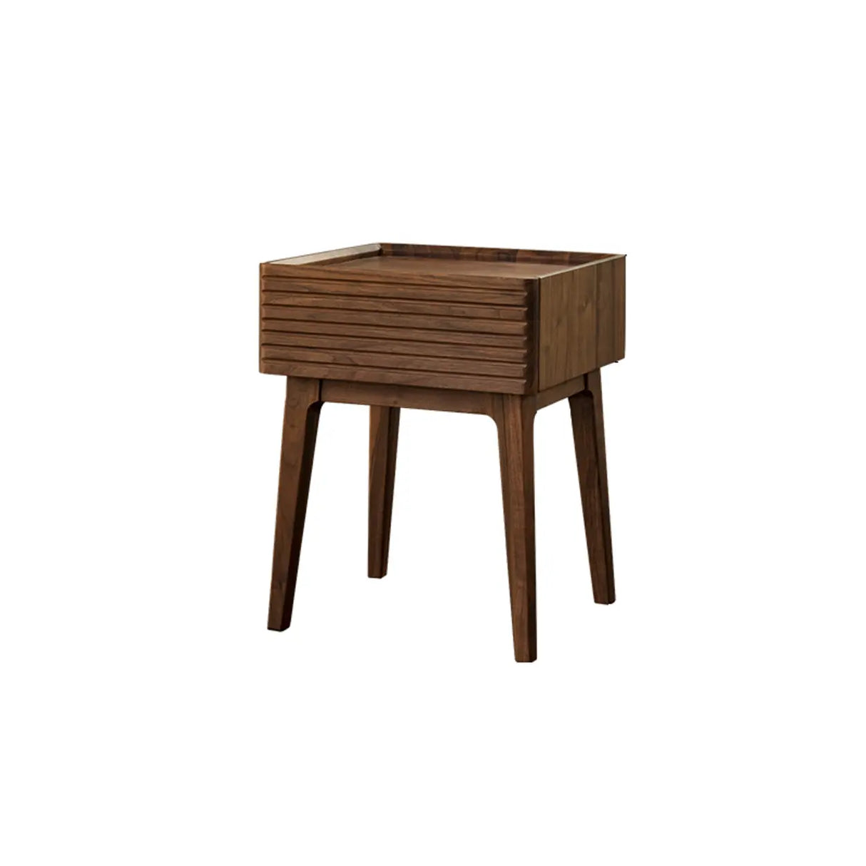 Mid-Century Wood Walnut Nightstand with Storage Drawer Image - 2