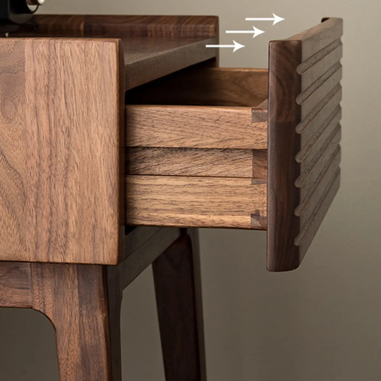 Mid-Century Wood Walnut Nightstand with Storage Drawer Image - 8