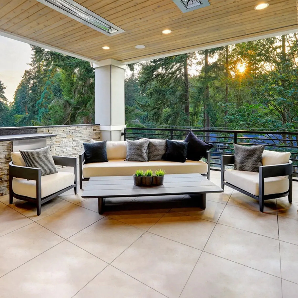 Mildew Resistant Modular Metal Beige Patio Sofa Set Image - 1