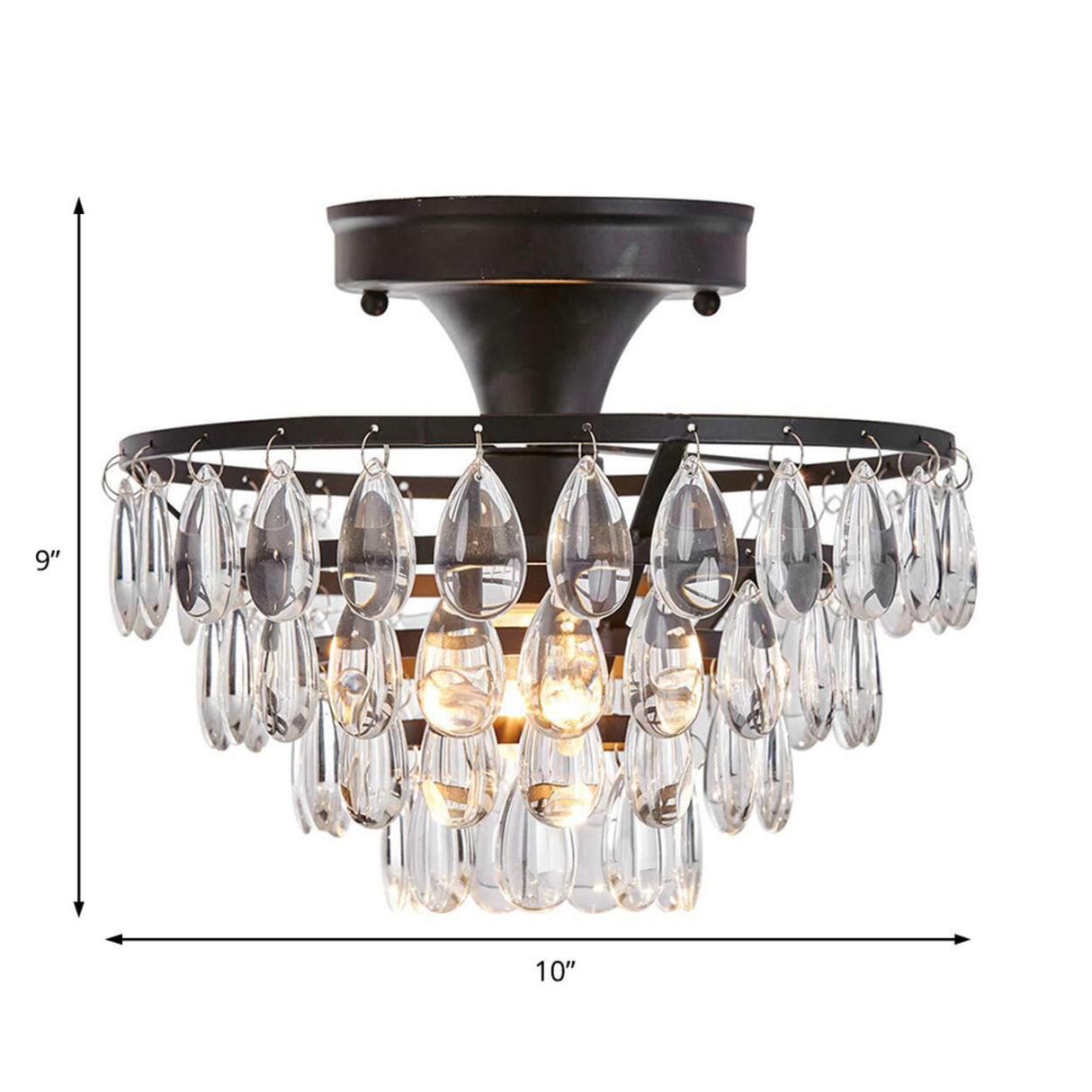 Mini 4-Layer Teardrop Crystal Semi-Flush Mount Light Image - 4
