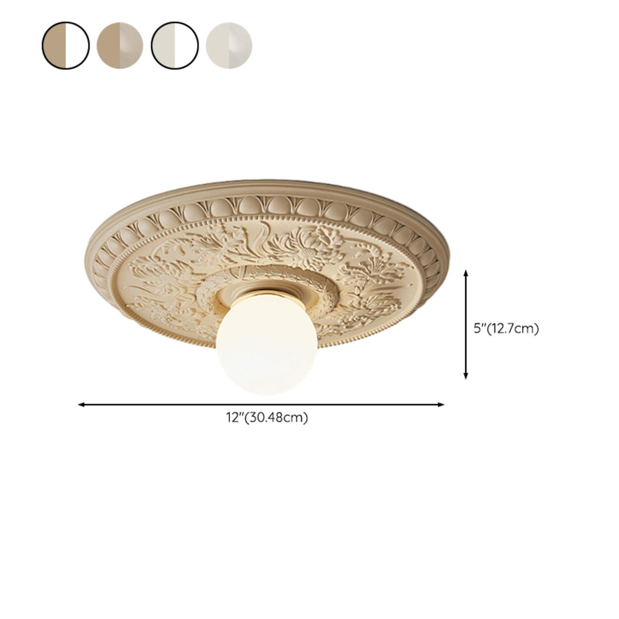 Mini Glass Ball Resin Carving Circle Flush Mount Light