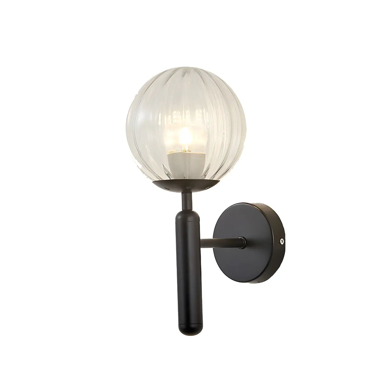 Mini Simple Glass Globe Black Finish Wall Vanity Light Image - 10