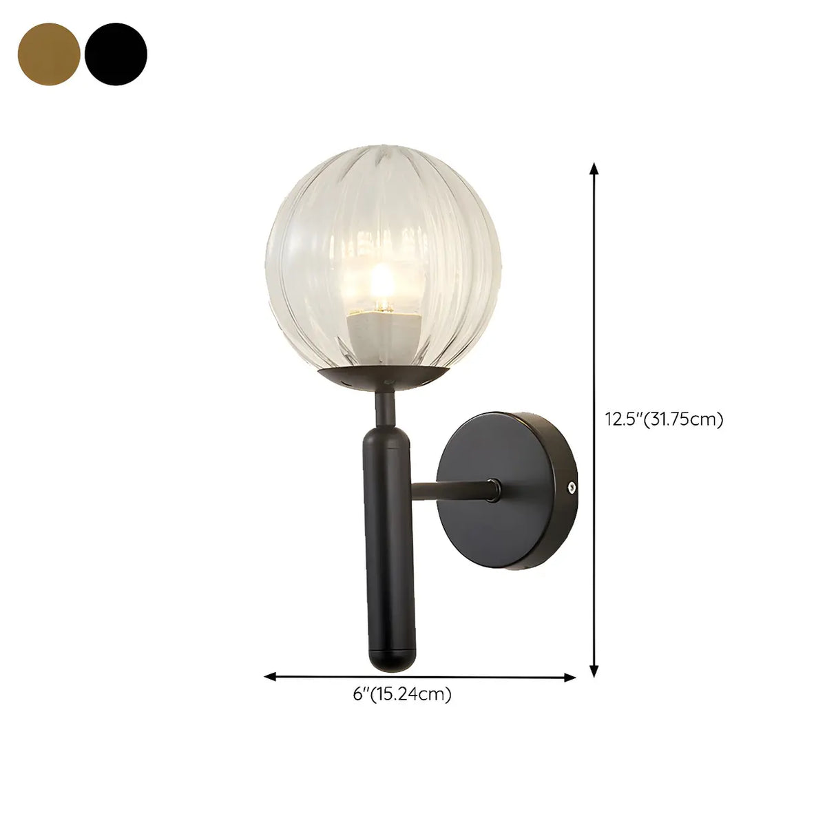 Mini Simple Glass Globe Black Finish Wall Vanity Light Image - 16