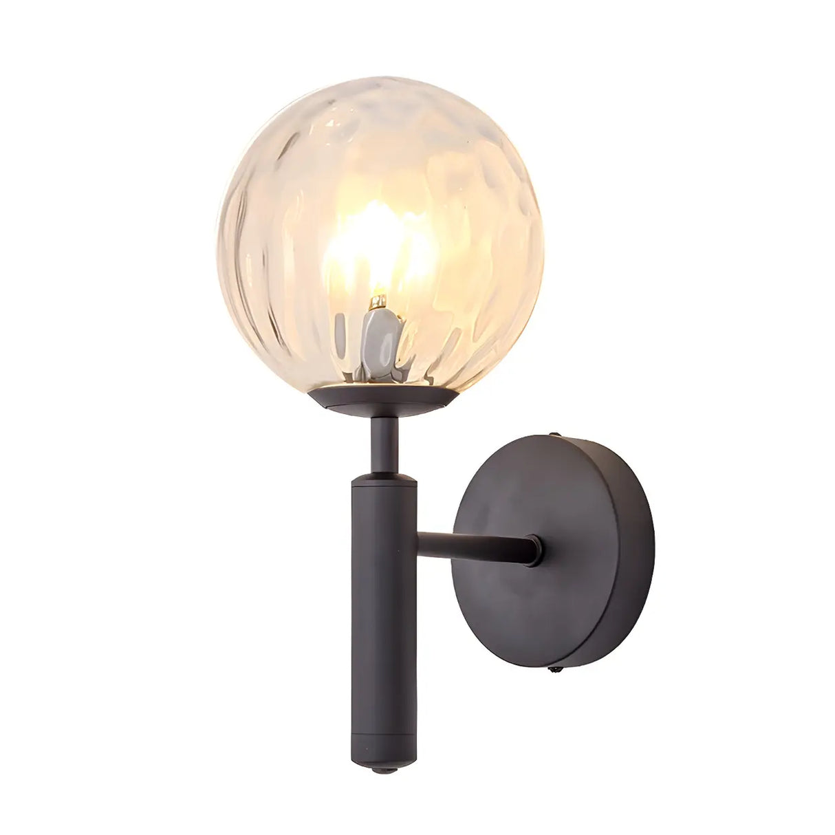Mini Simple Glass Globe Black Finish Wall Vanity Light Image - 9