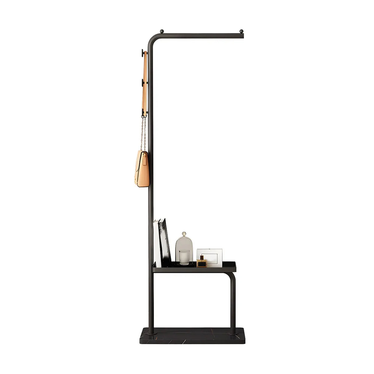 Minimal Metal Black Garment Coat Rack with Shelves and Hooks Image - 10