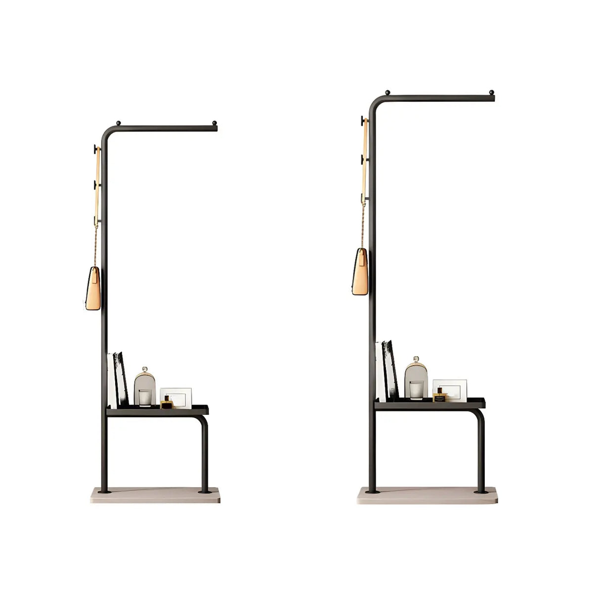 Minimal Metal Black Garment Coat Rack with Shelves and Hooks Image - 11