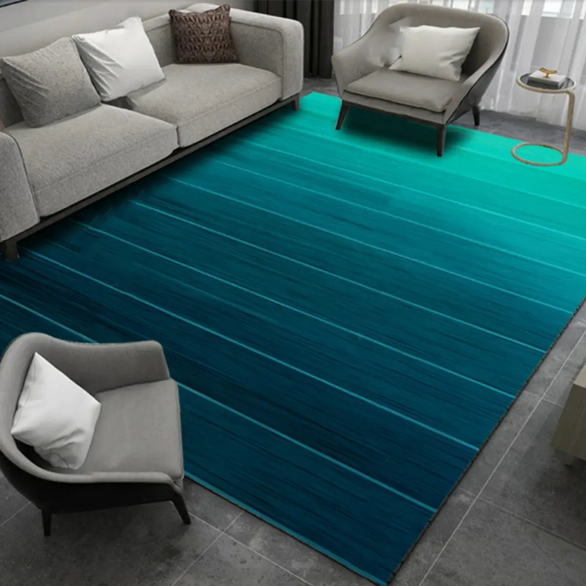 Minimalism Geometric Cotton Blend Gray Area Rug Image - 4