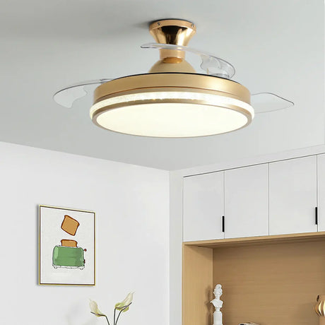 Minimalist 3 Blade Round Flush Mount Ceiling Fan Light Image - 2