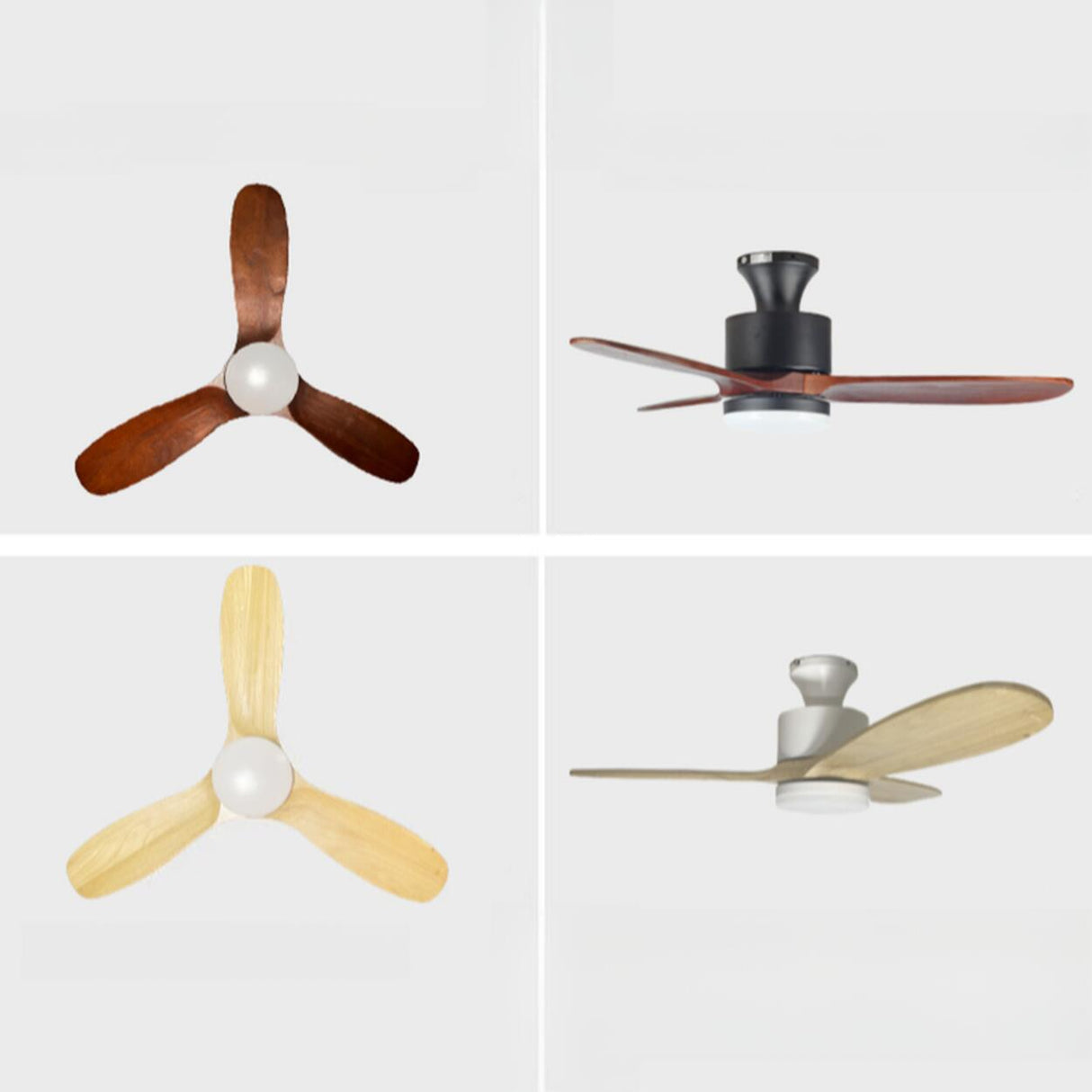 Minimalist 3-Blade Wooden Ceiling Fan with LED Light Image - 11
