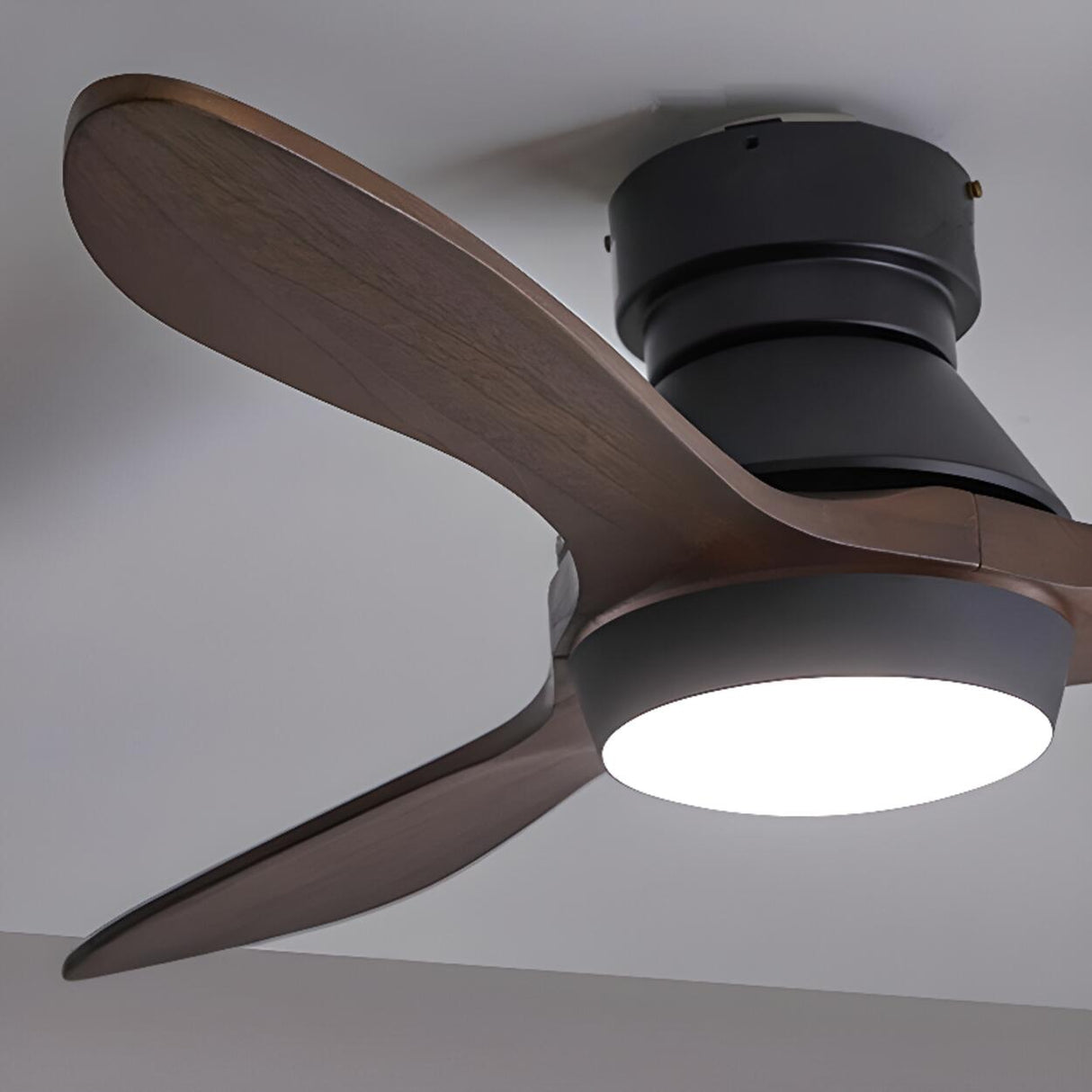 Minimalist 3-Blade Wooden Ceiling Fan with LED Light Image - 13