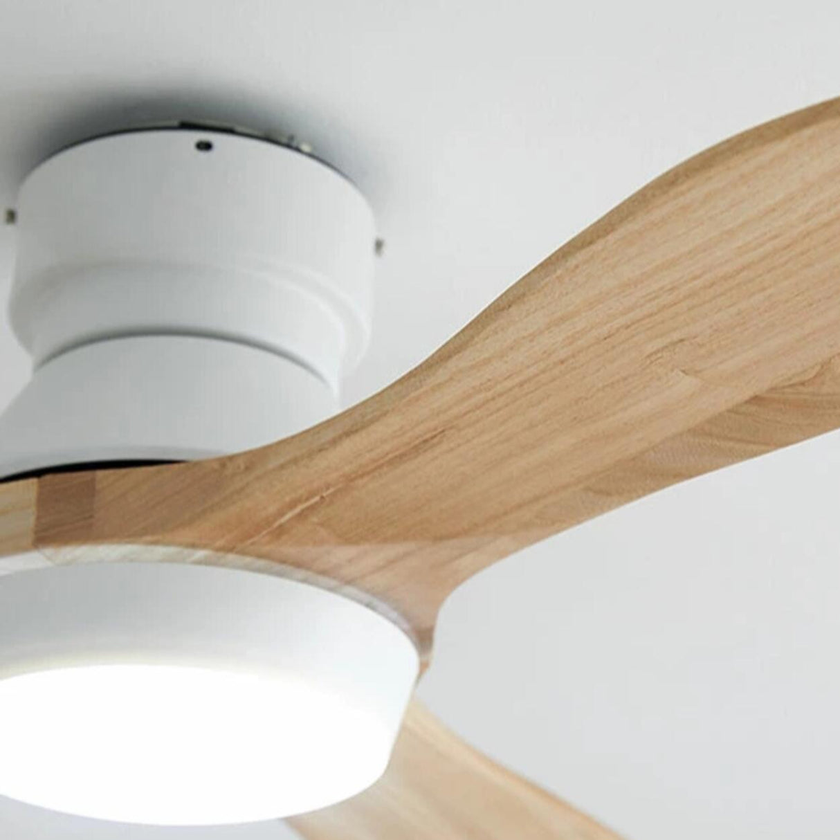 Minimalist 3-Blade Wooden Ceiling Fan with LED Light Image - 15