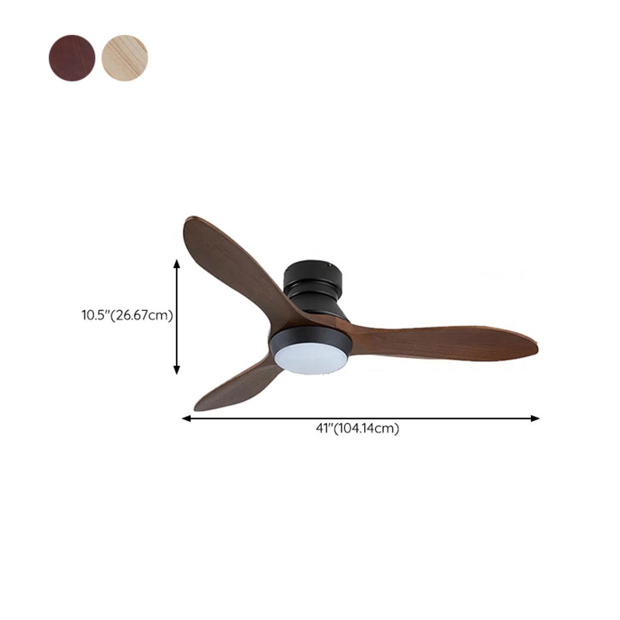 Minimalist 3-Blade Wooden Ceiling Fan with LED Light